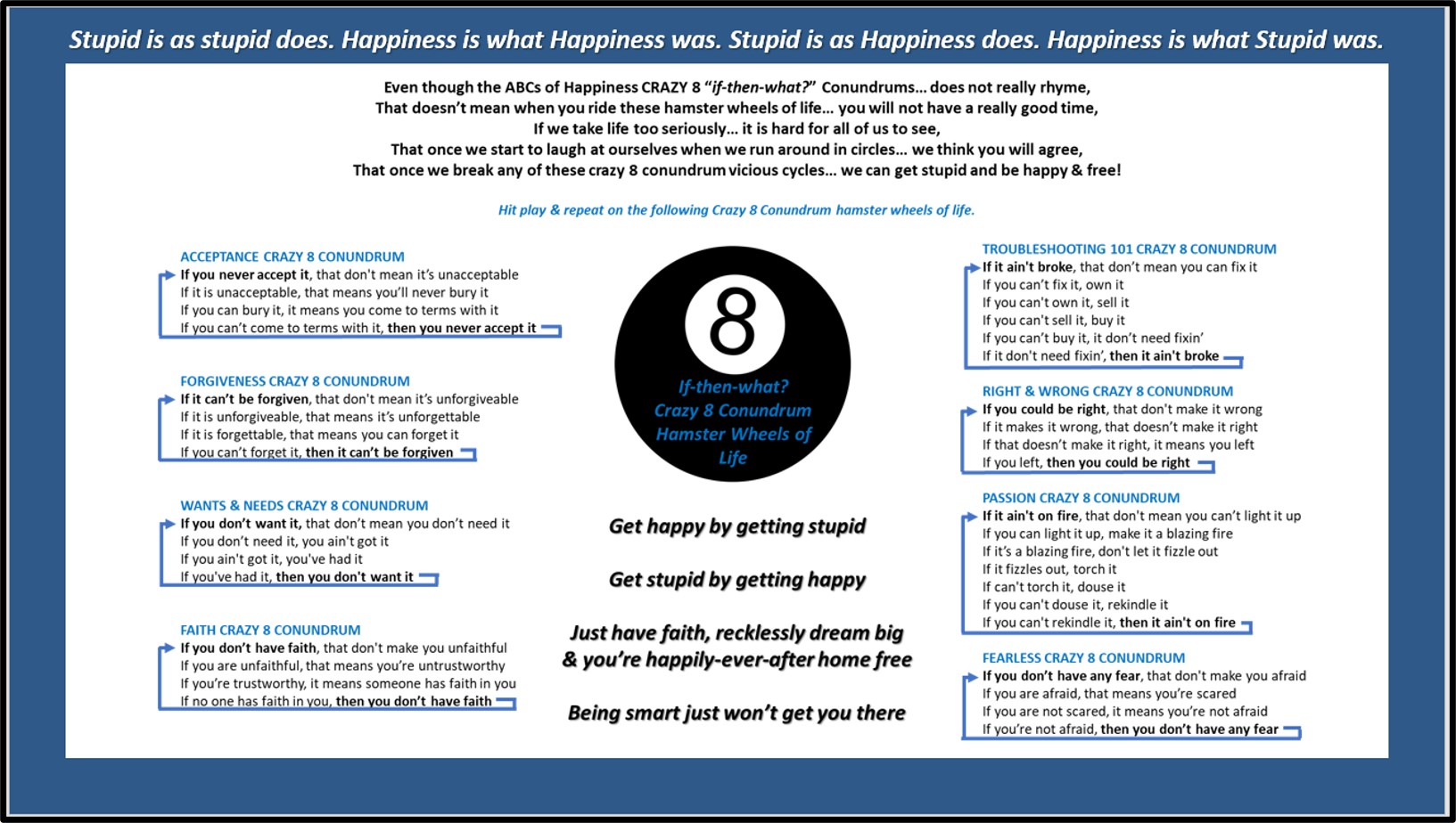 Crazy 8 Conundrums 3 ABC's of Happiness