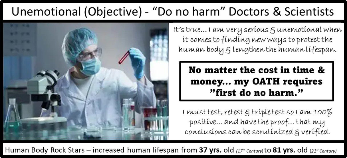 "Do no harm" Medical Doctors & Scientists... are the Royal Knights of the Scientific Round Table we should all... thank God for.